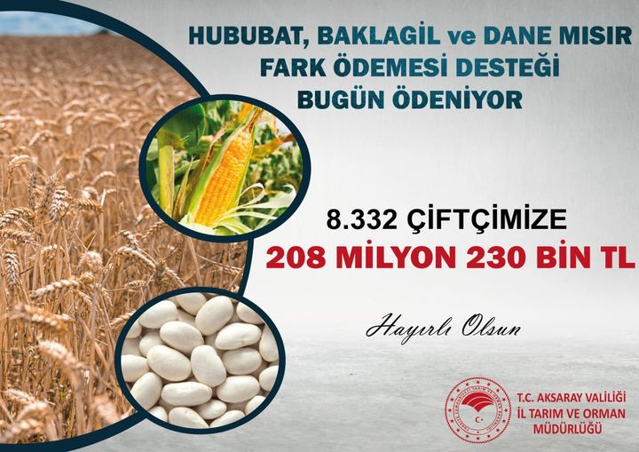Hububat, Baklagil ve Dane Mısır Fark Ödemesi Desteği