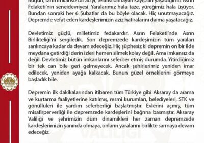 Valimiz Sayın Ali Kumbuzoğlu’nun 6 Şubat Felaketi Basın Açıklaması