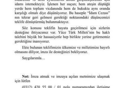 İDAM ÖNERGESİ VERİLDİ.