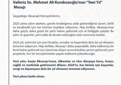 Valimizden Yeni Yıl Mesajı