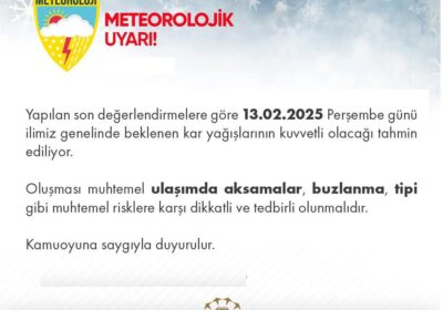 METEOROLOJİK UYARI‼️ Kuvvetli Kar Yağışı