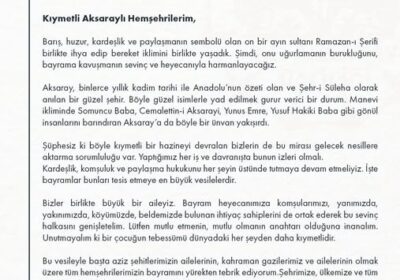 Valimizden Ramazan Bayramı Mesaj